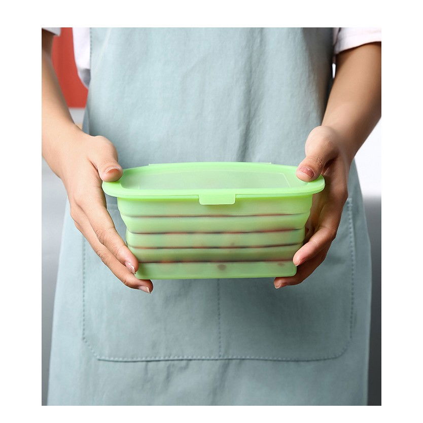 Caserola din silicon, pliabila, 1l, 18.8 x 8 x 11.5 cm, rezistenta temperaturi extreme, verde [5]