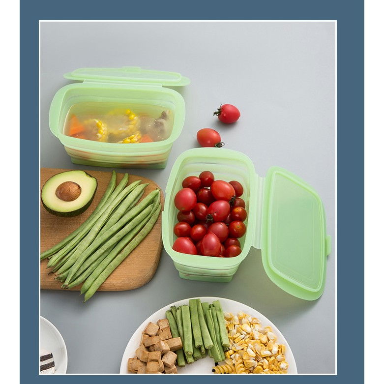 Caserola din silicon, pliabila, 1l, 18.8 x 8 x 11.5 cm, rezistenta temperaturi extreme, verde [7]