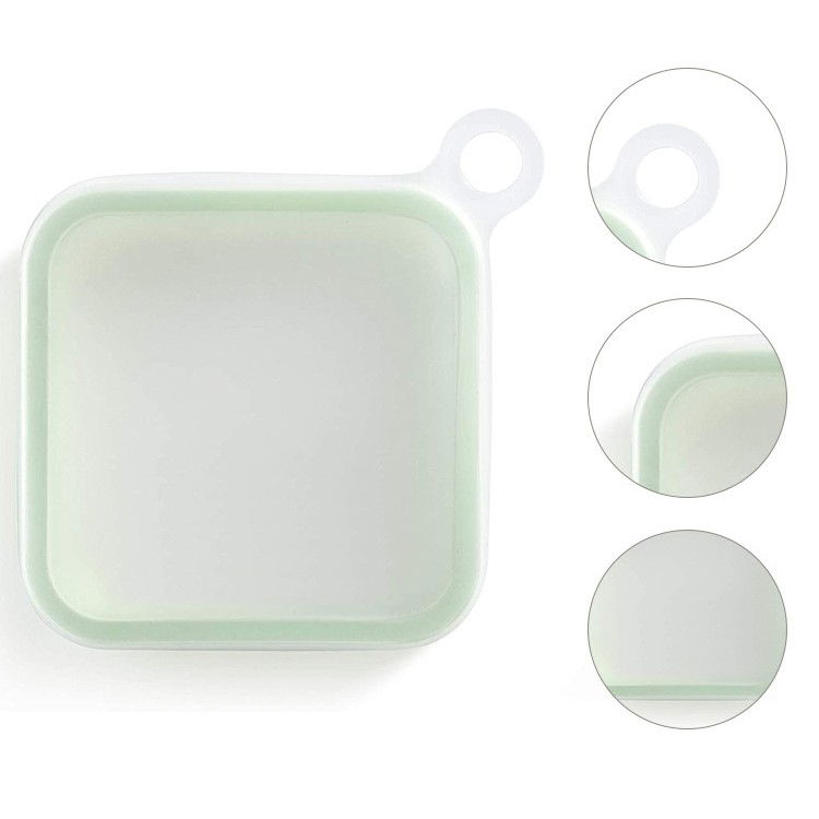 Caserola pentru sandwich  din silicon si polipropilena, portabil, usor de curatat, capac anti-scurgere, reutilizabil, 15.5 x 15.5 x 2.5 cm, verde [8]