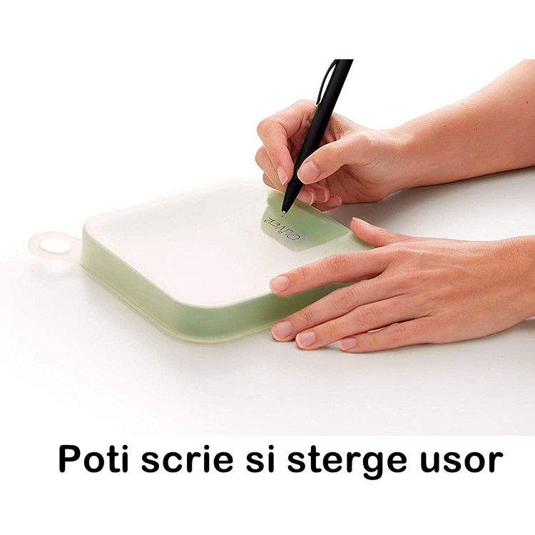 Caserola pentru sandwich  din silicon si polipropilena, portabil, usor de curatat, capac anti-scurgere, reutilizabil, 15.5 x 15.5 x 2.5 cm, verde [4]