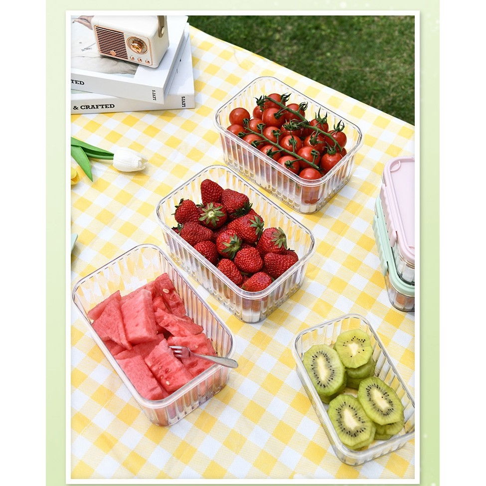 Caserola portabila pentru mancare fresh  1500 ml, 2 furculite,10 x 13.5 x 20 cm, 2 capace detasabile pentru congelator, etans, spatiu pentru tacamuri, maner, material plastic, rezistent la temperaturi ridicate, transparent [5]