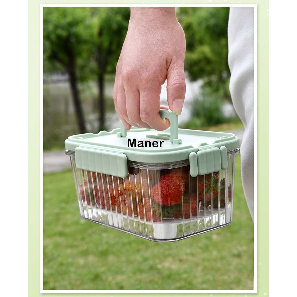 Caserola portabila pentru mancare fresh  550 ml, furculita pentru fructe, 7 x 11.5 x 16 cm, capac detasabil pentru congelator, etans, spatiu pentru tacamuri, maner, material plastic, rezistent la temperaturi ridicate, transparent [9]