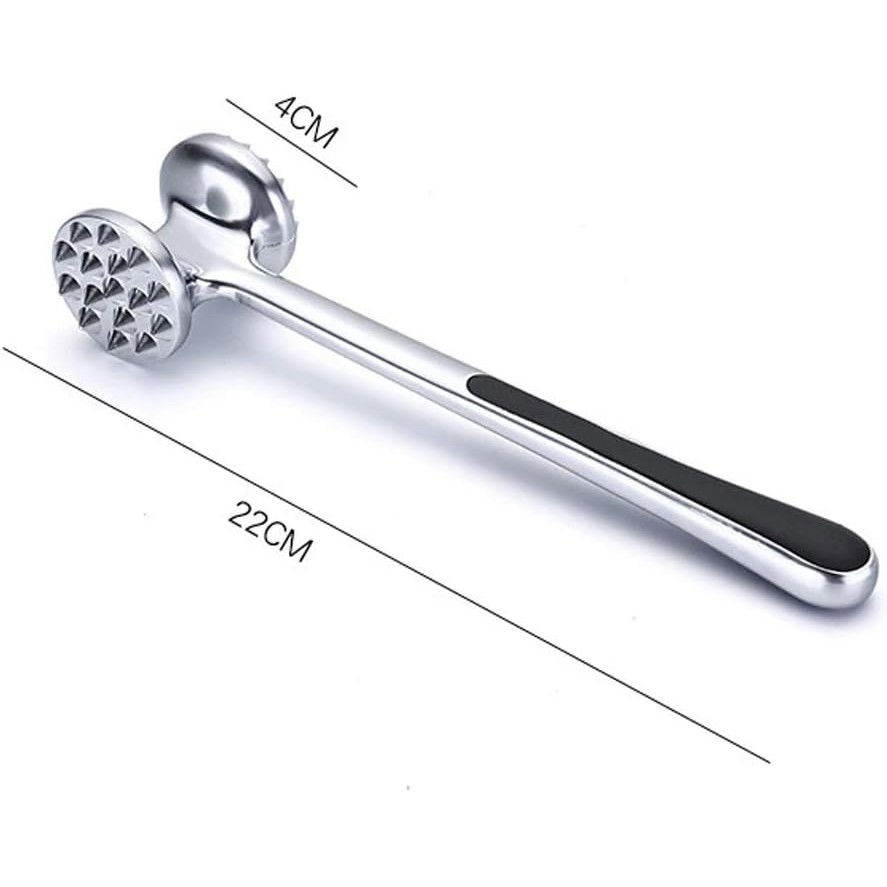 Ciocan pentru snitele si carne  din aliaj de zinc, maner antialunecare, doua capete, 22 cm, argintiu [5]