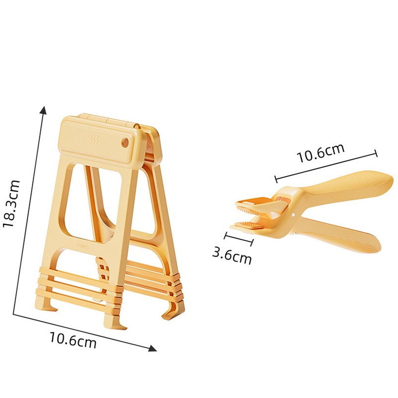 Clema pentru boluri, anti-alunecare, din abs si silicon, extindere, pentru oale, tigai, de uz casnic, rezistent la temperaturi inalte, 18.3 x 10.6 cm bej [3]