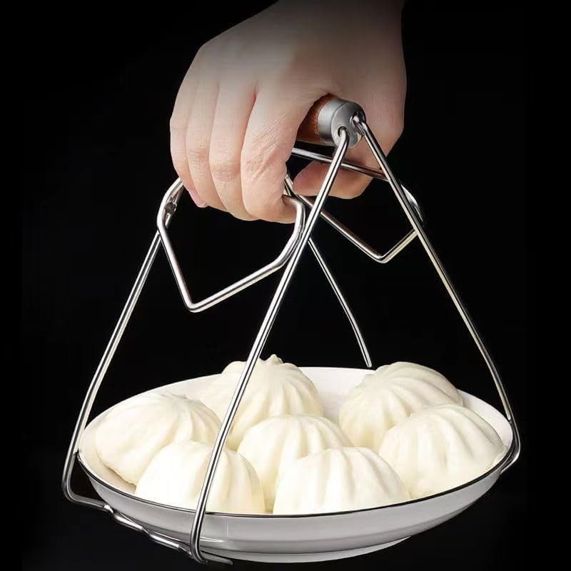 Clema pentru boluri, anti-alunecare, din otel inoxidabil, extindere, pentru oale, tigai, de uz casnic, rezistent la temperaturi inalte, 19.5x9.8x8 cm, gri [3]