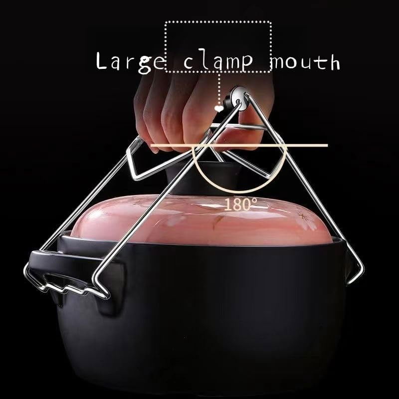 Clema pentru boluri, anti-alunecare, din otel inoxidabil, extindere, pentru oale, tigai, de uz casnic, rezistent la temperaturi inalte, 19.5x9.8x8 cm, gri [2]