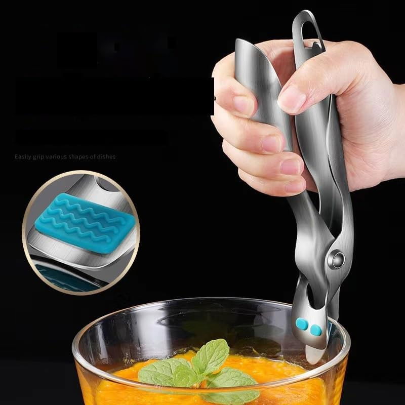 Clema pentru boluri, anti-alunecare, din otel inoxidabil si silicon, de uz casnic, rezistent la temperaturi inalte, 19.5x3.2 cm, gri [6]