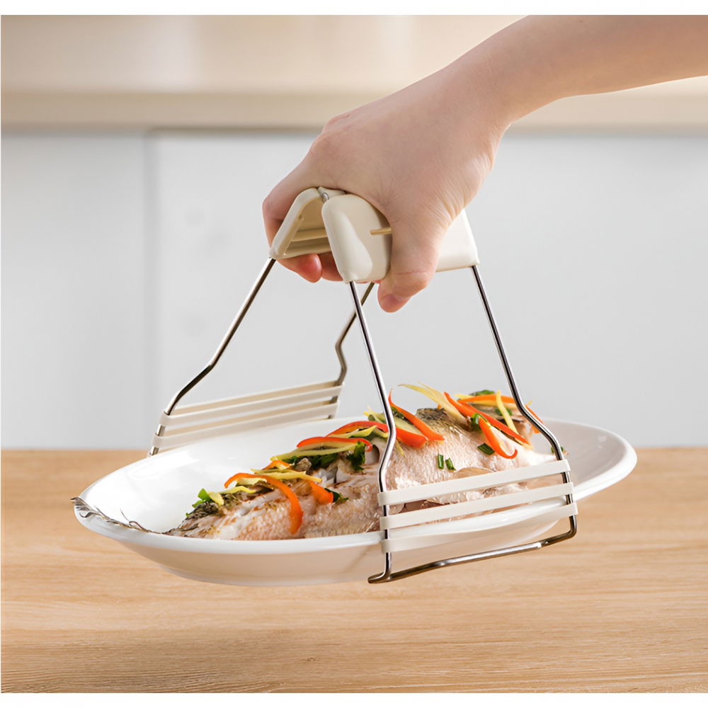 Clema pentru boluri, anti-alunecare, din silicon, de uz casnic, rezistent la temperaturi inalte, 17.6x11.5x5.15cm, gri [14]