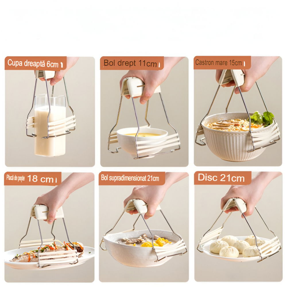 Clema pentru boluri, anti-alunecare, din silicon, de uz casnic, rezistent la temperaturi inalte, 17.6x11.5x5.15cm, gri [5]