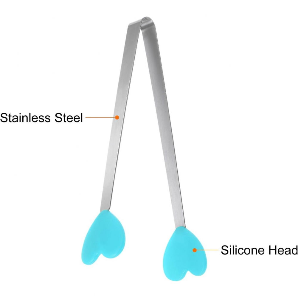 Cleste creativ pentru mancare, model inimioare din silicon, 14.5x3 cm, rezistent la temperaturi inalte si coroziune, albastru [5]