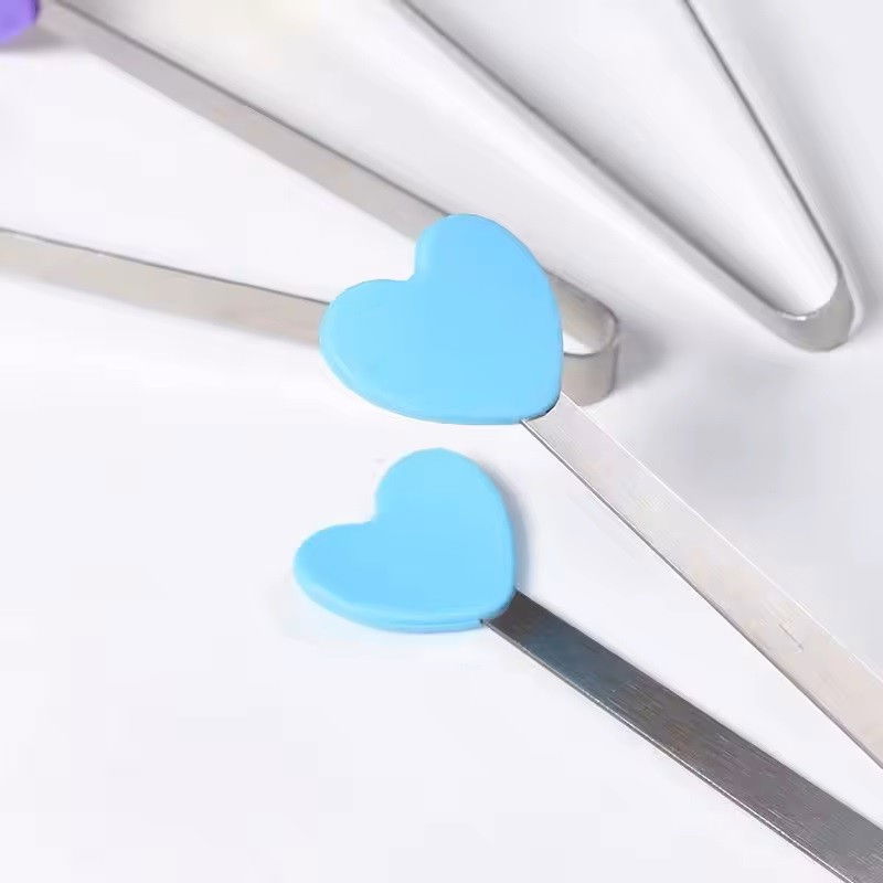 Cleste creativ pentru mancare, model inimioare din silicon, 14.5x3 cm, rezistent la temperaturi inalte si coroziune, albastru [8]