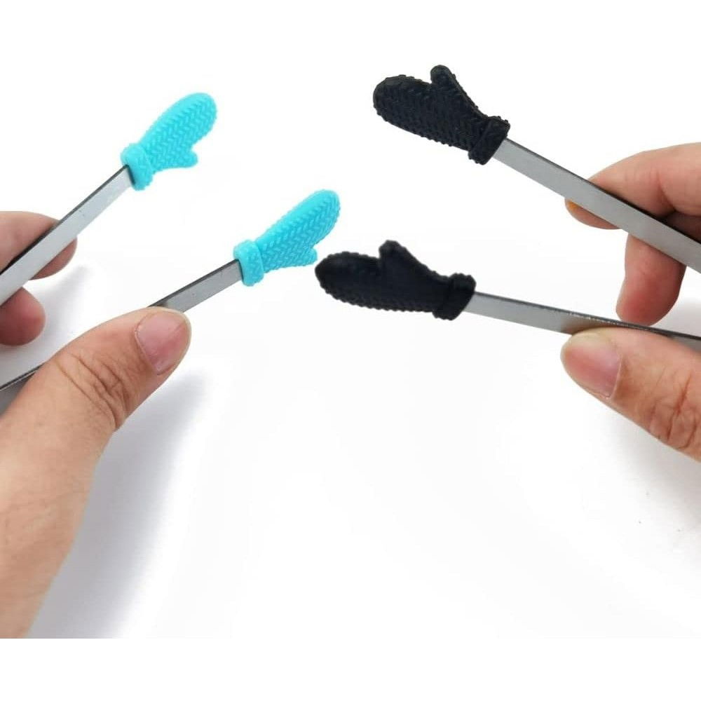 Cleste creativ pentru mancare, model manusi din silicon, 14.5x3 cm, rezistent la temperaturi inalte si coroziune, albastru [5]