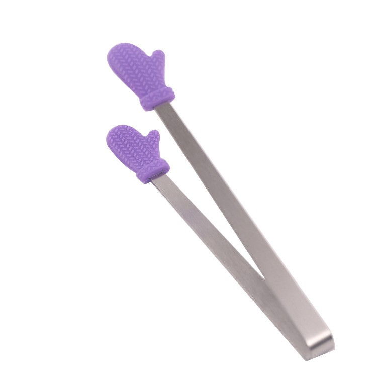 Cleste creativ pentru mancare, model manusi din silicon, 14.5x3 cm, rezistent la temperaturi inalte si coroziune, mov [1]