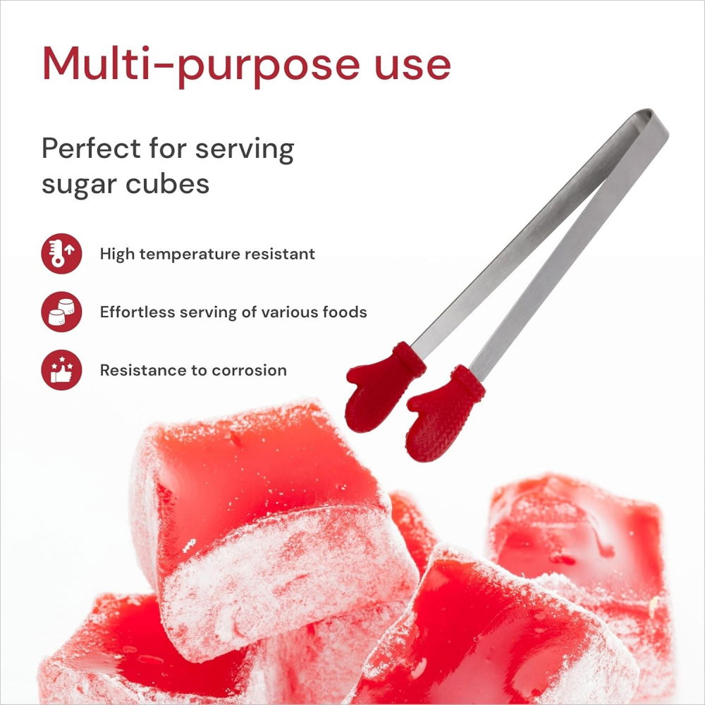 Cleste creativ pentru mancare, model manusi din silicon, 14.5x3 cm, rezistent la temperaturi inalte si coroziune, rosu [5]