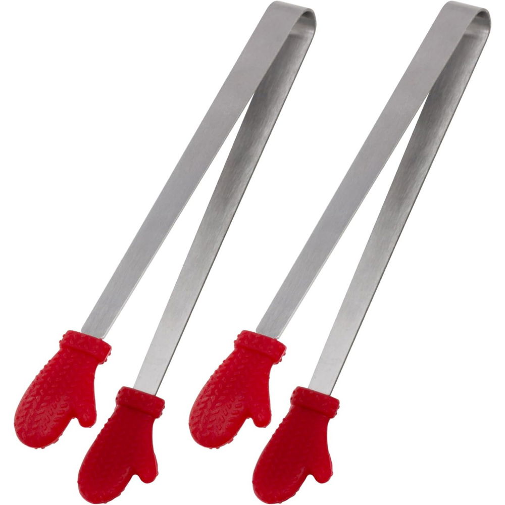 Cleste creativ pentru mancare, model manusi din silicon, 14.5x3 cm, rezistent la temperaturi inalte si coroziune, rosu [3]