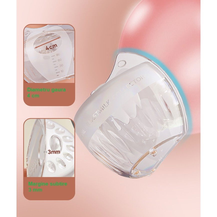 Colector de lapte matern, din silicon safety, anti-debordare, 80 ml, transparent [3]