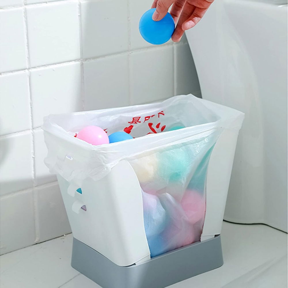 Cos de gunoi extensibil, din plastic, reglabil, pliabil, versatil, pentru bucatarie, baie sau birou, cos universal, 21x25x17 cm, alb gri [7]