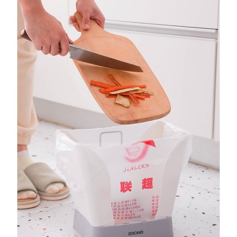 Cos de gunoi extensibil, din plastic, reglabil, pliabil, versatil, pentru bucatarie, baie sau birou, cos universal, 21x25x17 cm, alb gri [3]