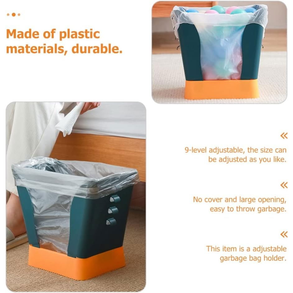 Cos de gunoi extensibil, din plastic, reglabil, pliabil, versatil, pentru bucatarie, baie sau birou, cos universal, 21x25x17 cm, albastru galben [6]