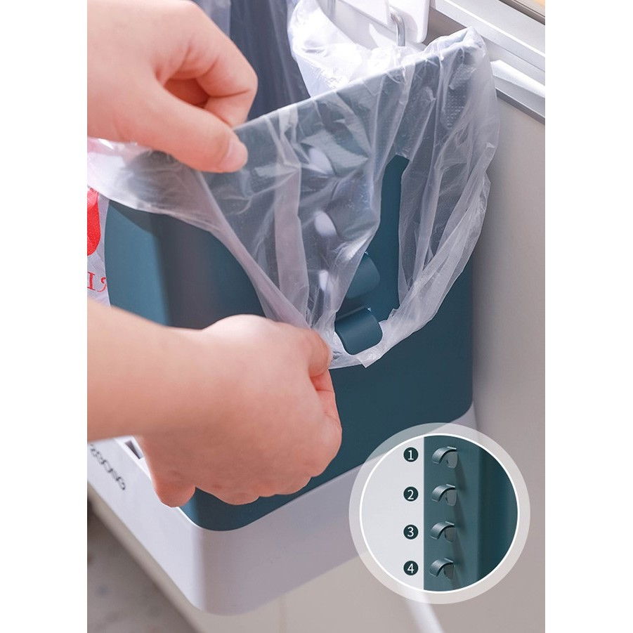 Cos de gunoi extensibil, din plastic, reglabil, pliabil, versatil, pentru bucatarie, baie sau birou, cos universal, 21x25x17 cm, albastru gri [2]