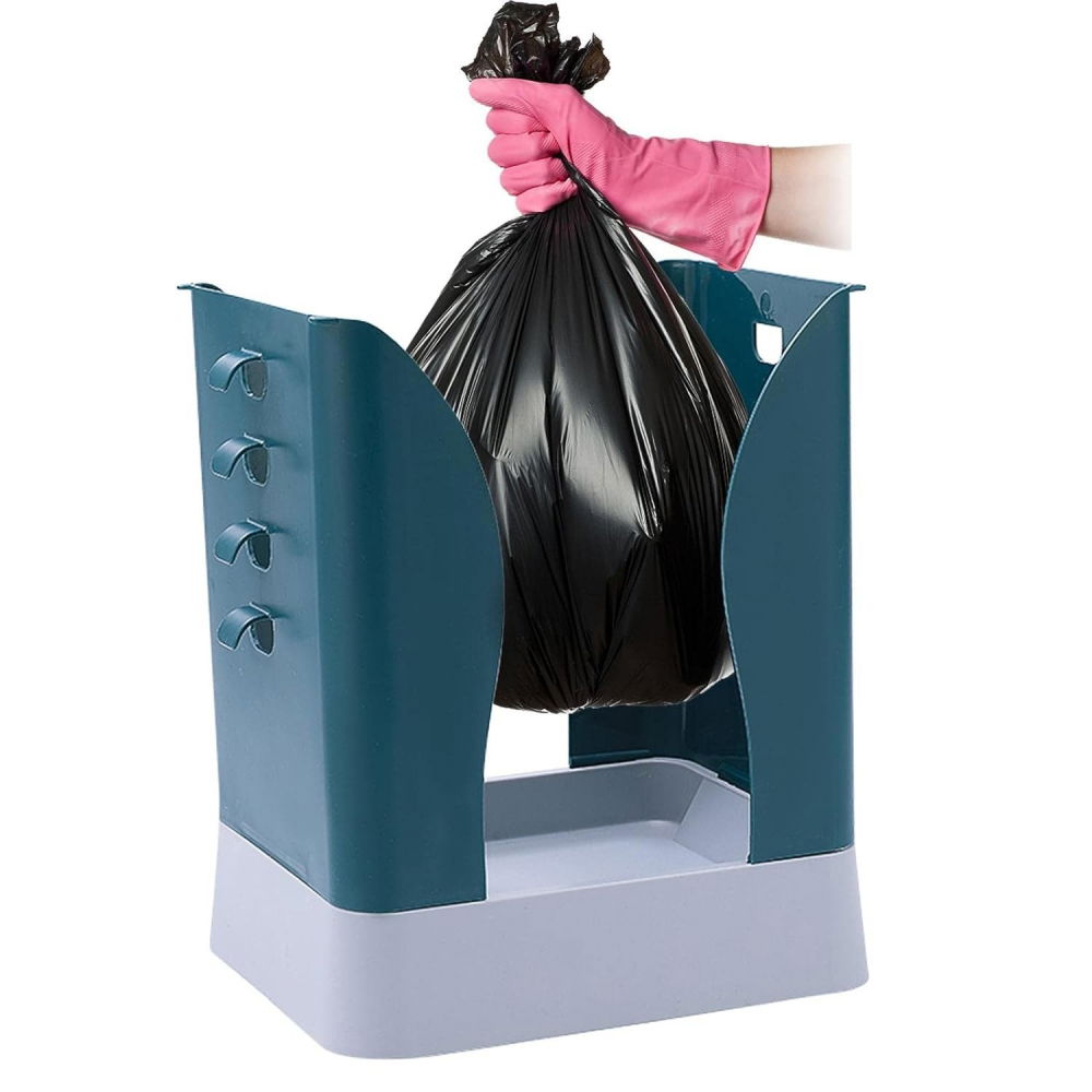 Cos de gunoi extensibil, din plastic, reglabil, pliabil, versatil, pentru bucatarie, baie sau birou, cos universal, 21x25x17 cm, albastru gri [8]