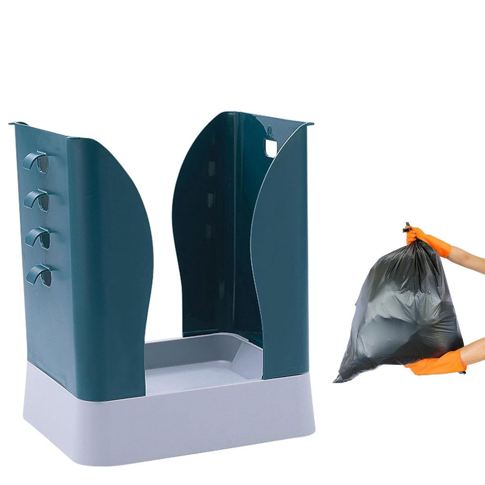 Cos de gunoi extensibil, din plastic, reglabil, pliabil, versatil, pentru bucatarie, baie sau birou, cos universal, 21x25x17 cm, albastru gri [3]