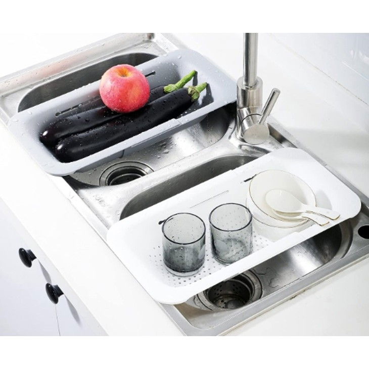 Cos de scurgere pentru chiuveta de bucatarie, plastic, telescopic, 36x20x5 cm, alb [3]