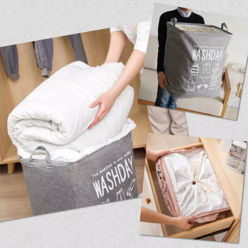 Cos depozitare, deschisa, 72 l, textil, 30x40x60 cm, gri, cu imprimeu [3]