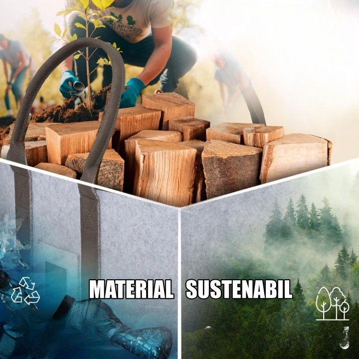 Cos multifunctional pentru rufe murdare, cos depozitare, gri, 50x34x32, geanta durabila pentru lemne si accesorii [4]