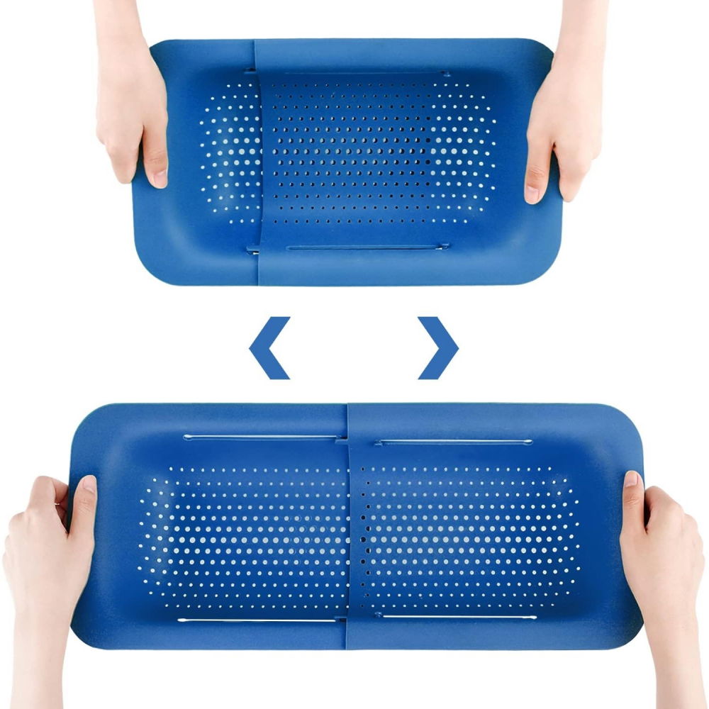 Cos pentru scurgere chiuveta de bucatarie, plastic, telescopic, 36x20x5 cm, albastru [6]