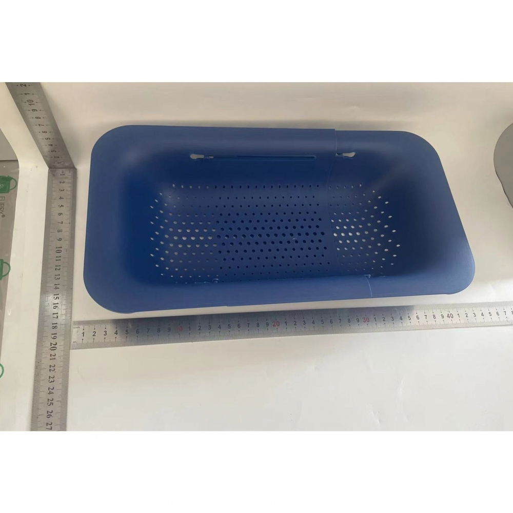 Cos pentru scurgere chiuveta de bucatarie, plastic, telescopic, 36x20x5 cm, albastru [2]