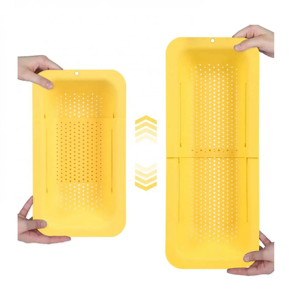 Cos pentru scurgere chiuveta de bucatarie, plastic, telescopic, 36x20x5 cm, galben [3]