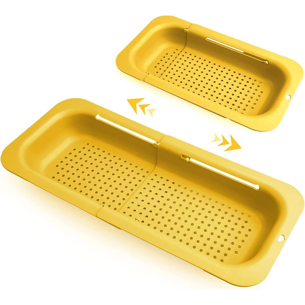 Cos pentru scurgere chiuveta de bucatarie, plastic, telescopic, 36x20x5 cm, galben [6]