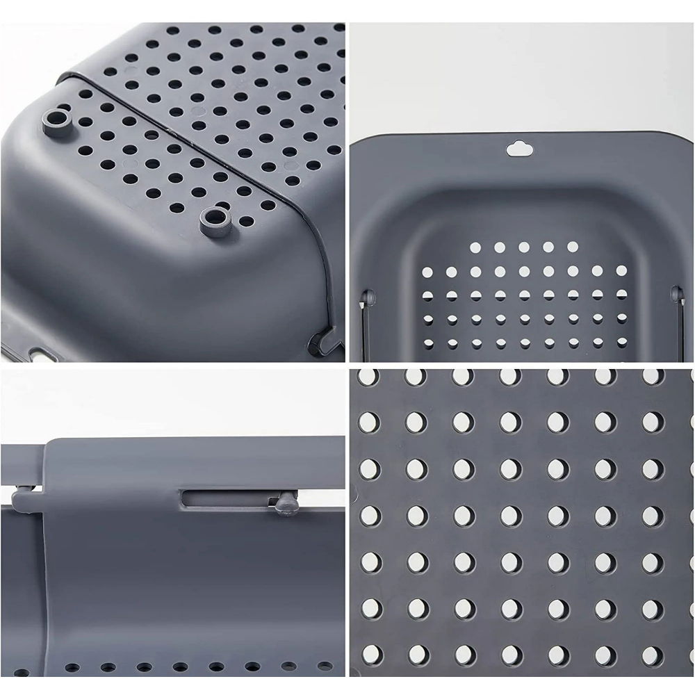 Cos pentru scurgere chiuveta de bucatarie, plastic, telescopic, 36x20x5 cm, gri [5]