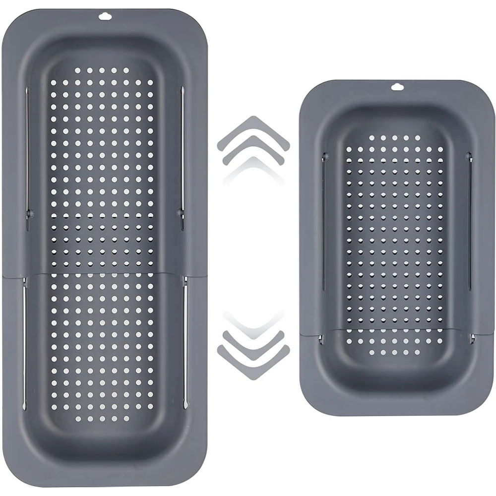 Cos pentru scurgere chiuveta de bucatarie, plastic, telescopic, 36x20x5 cm, gri [4]