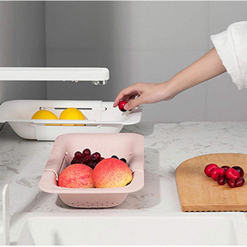 Cos pentru scurgere chiuveta de bucatarie, plastic, telescopic, 36x20x5 cm, roz [8]