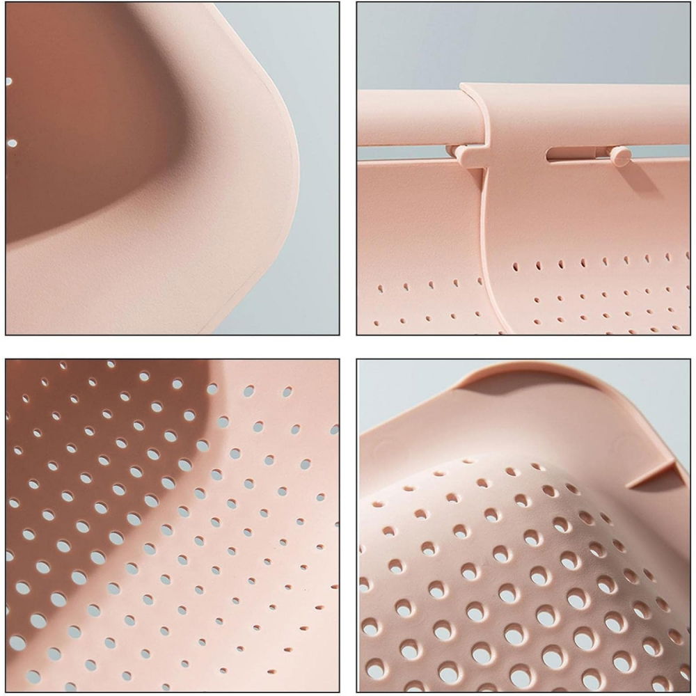 Cos pentru scurgere chiuveta de bucatarie, plastic, telescopic, 36x20x5 cm, roz [7]