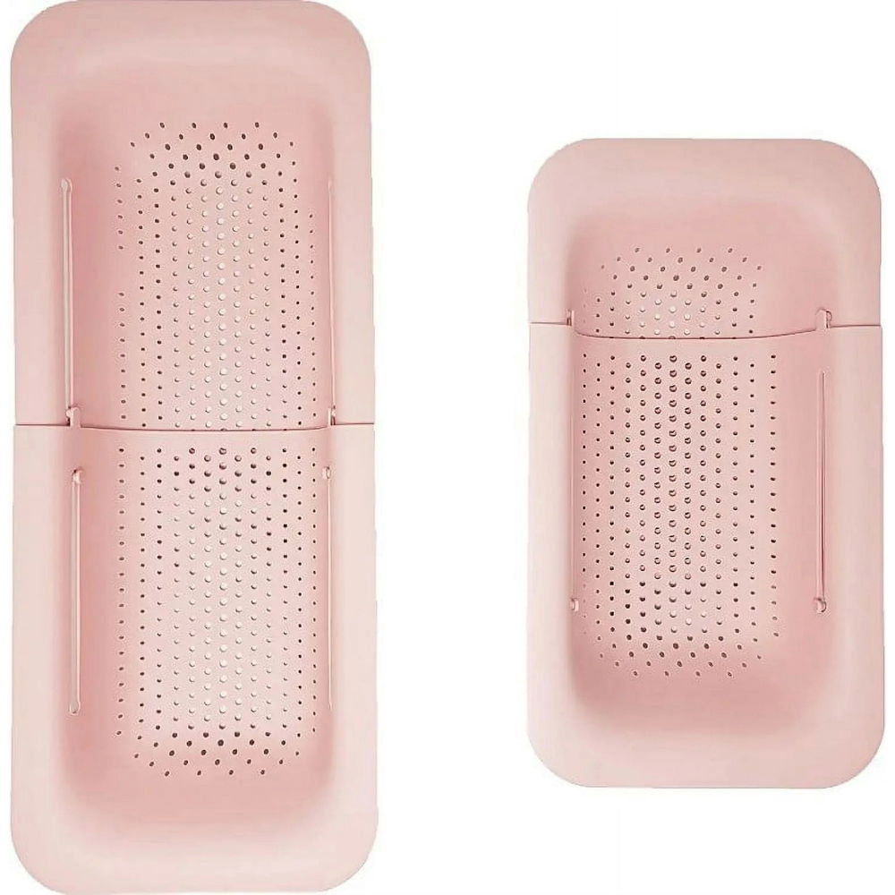 Cos pentru scurgere chiuveta de bucatarie, plastic, telescopic, 36x20x5 cm, roz [4]