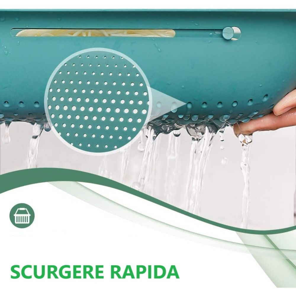 Cos pentru scurgere chiuveta de bucatarie, plastic, telescopic, 36x20x5 cm, verde [3]