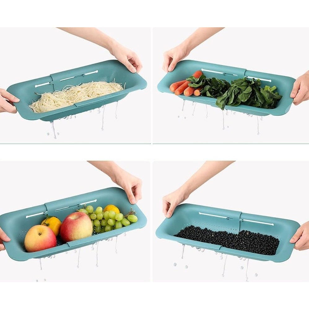 Cos pentru scurgere chiuveta de bucatarie, plastic, telescopic, 36x20x5 cm, verde [4]