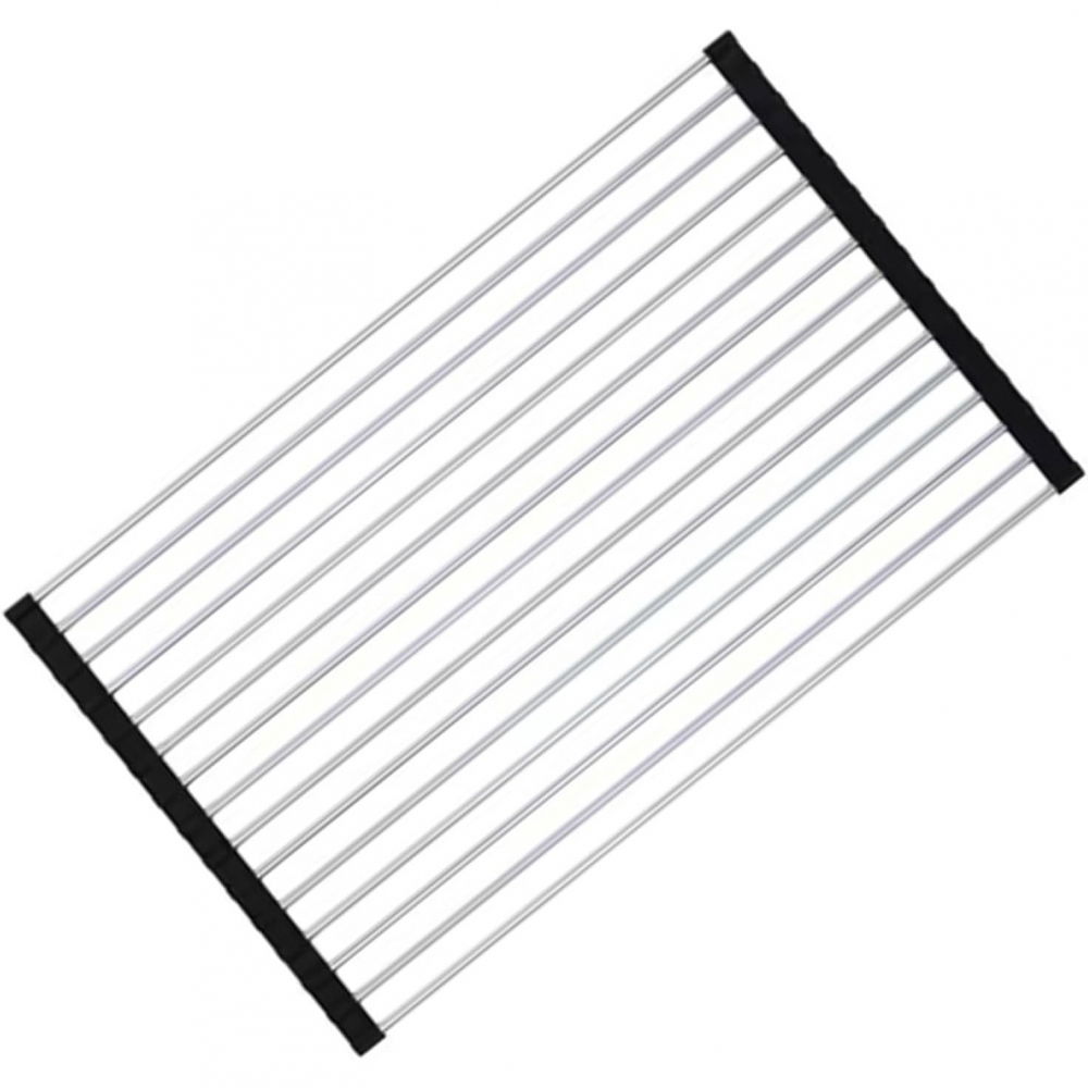 Covoras de scurgere pentru chiuveta bucatarie, din otel inoxidabil, suport chiuveta, pliabil, antiderapant, usor de curatat si de depozitat, 37x30 cm, 15 tuburi, negru [1]