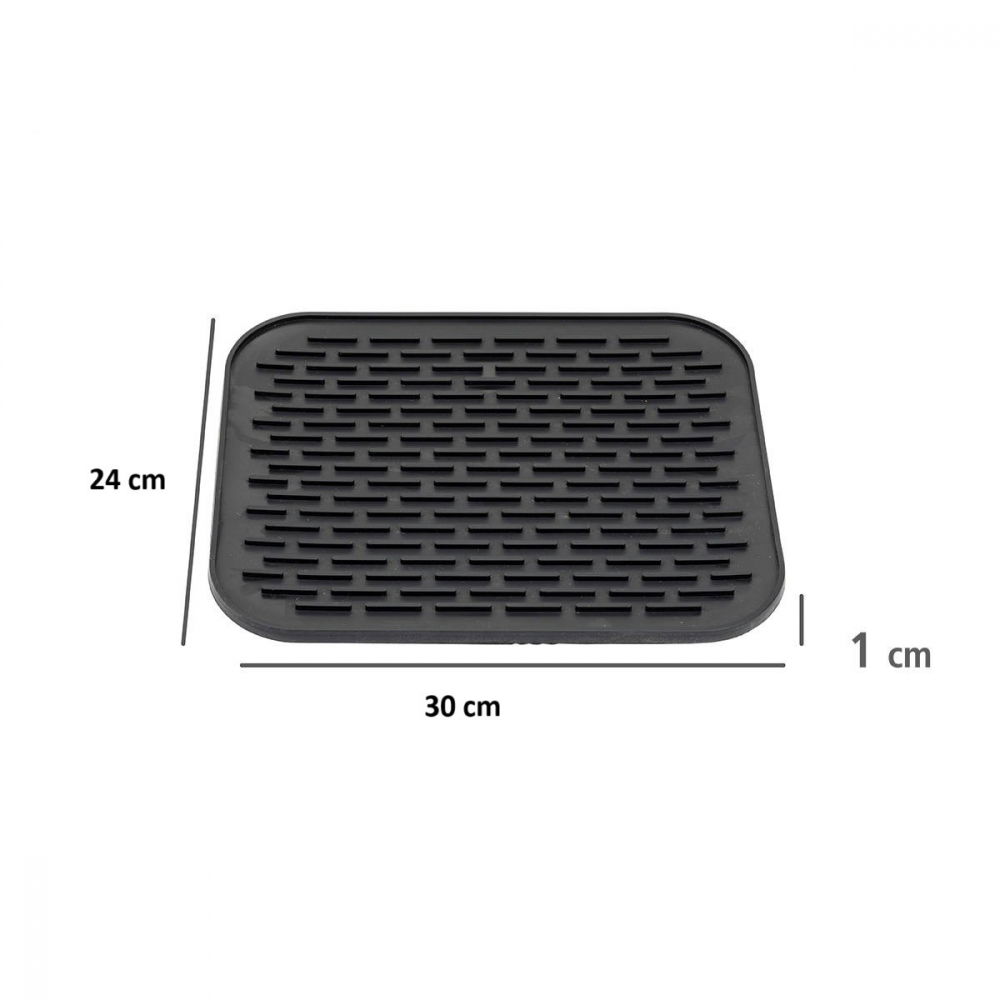 Covoras din silicon pentru scurgere vase, uz casnic, rezistent la temperaturi ridicate, izolator, 30x24 cm, negru [2]
