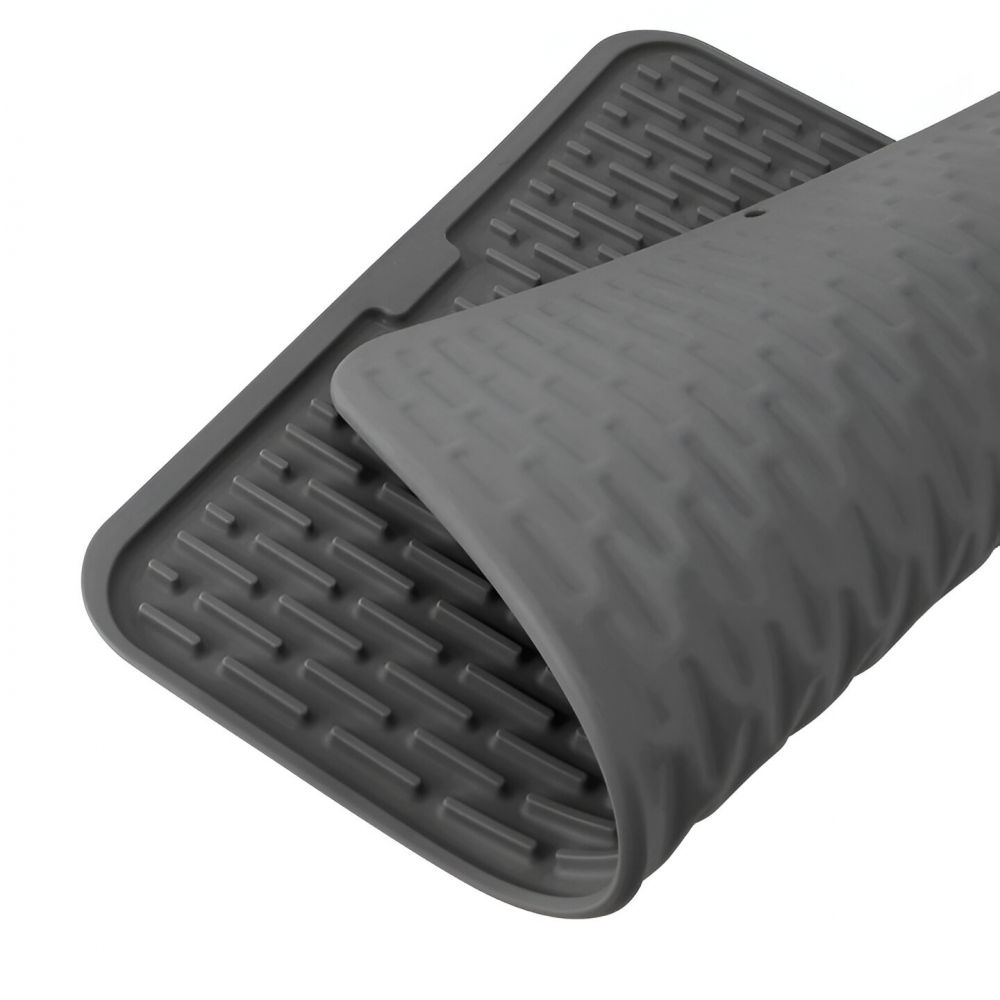 Covoras din silicon pentru scurgere vase, uz casnic, rezistent la temperaturi ridicate, izolator, 43x32.5 cm, negru [8]