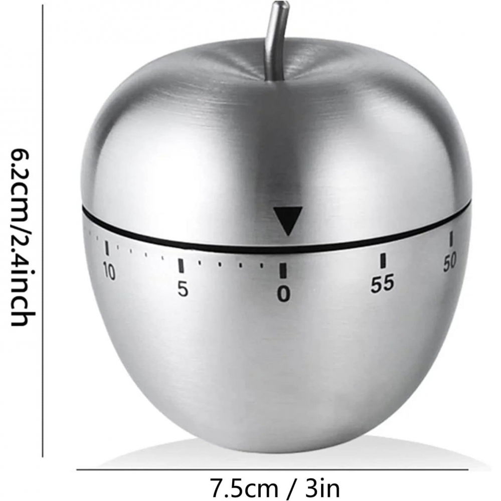 Cronometru de bucatarie, mecanic, forma de mar, din otel inoxidabil, 60 min timer, 7.5 x 6.2 cm, argintiu [6]