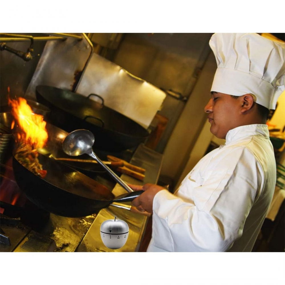 Cronometru de bucatarie, mecanic, forma de mar, din otel inoxidabil, 60 min timer, 7.5 x 6.2 cm, argintiu [3]