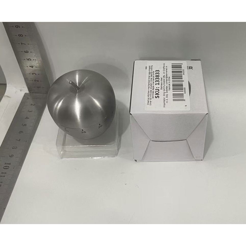 Cronometru de bucatarie, mecanic, forma de mar, din otel inoxidabil, 60 min timer, 7.5 x 6.2 cm, argintiu [2]