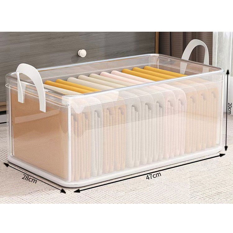 Cutie container de depozitare din pvc, de stocare, dimensiuni multiple, accesoriu robust pentru organizarea de uz casnic, volum 26l, 47 x 28 x 20 cm, transparenta [5]