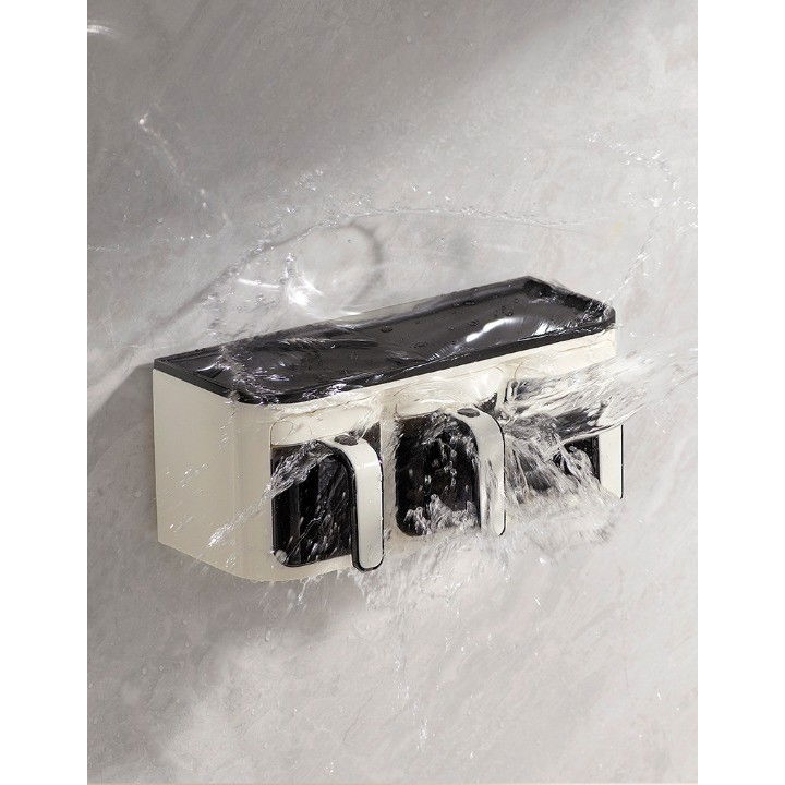 Cutie de depozitare a condimentelor, de uz casnic, montare pe perete, 3 compartimente, 25.8 x 13.6 x 10.5cm, alb-negru [5]