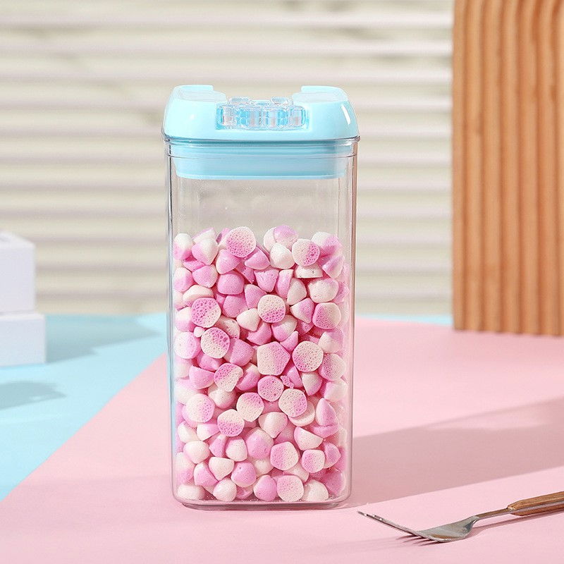 Cutie de depozitare alimente, 1.2l, capac albastru, din pp+pet, inchidere ermetica, 10 x 10 x 20.5 cm, transparent [5]