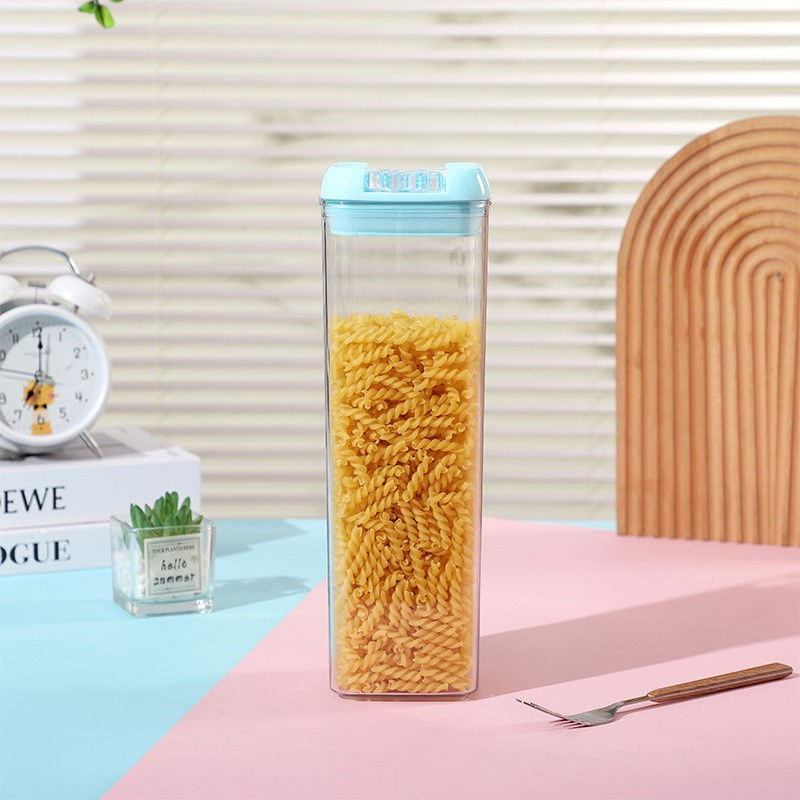 Cutie de depozitare alimente, 1.9l, capac albastru, din pp+pet, inchidere ermetica, 10 x 10 x 30.5 cm, transparent [2]